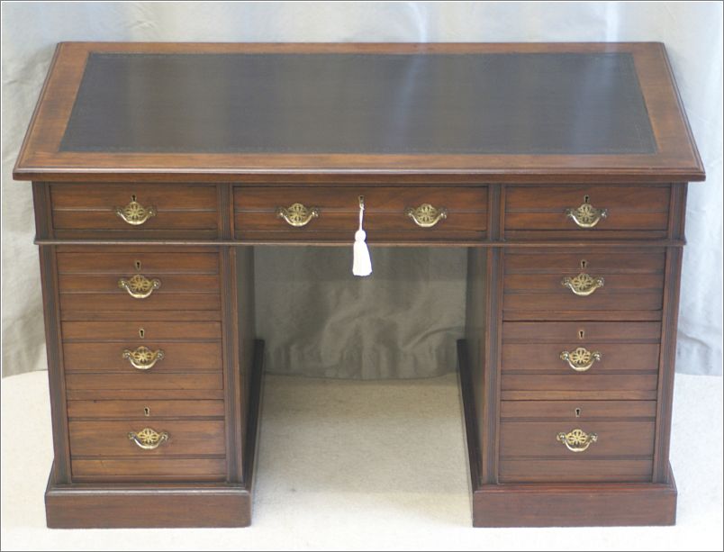 2062 Small Antique Walnut Pedestal Desk JAS Shoolbred (3)